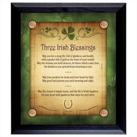 American Coin Treasures 11893 Three Irish Blessings With 4 Lucky Irish Pennies Wall Frame